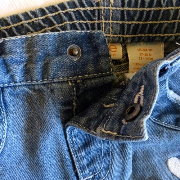 joe fresh heart embroidered medium wash denim jeans 18-24 months baby girl - Picture 6 of 8